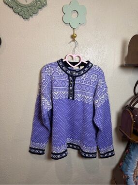 RARE vintage L.L. Bean Purple and White Fair Isle Turtleneck Sweater